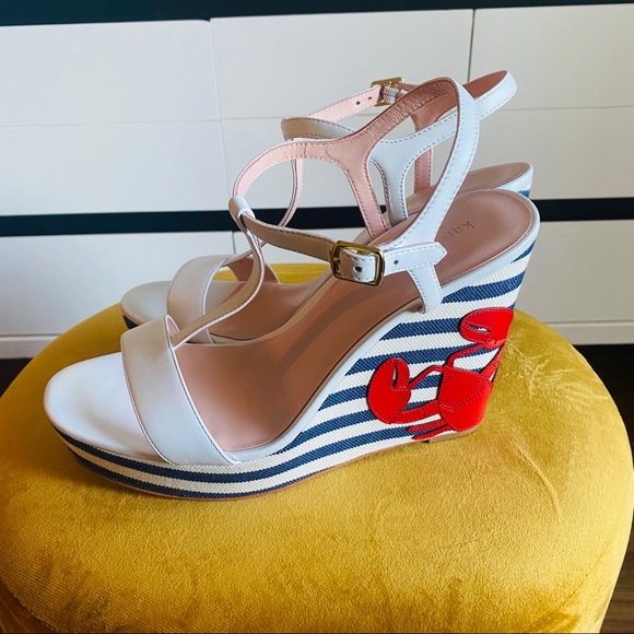 Kate Spade New York Deacon Lobster Embroidered Wedges Size 10 Runs like a 9-9.5 - Picture 7 of 10